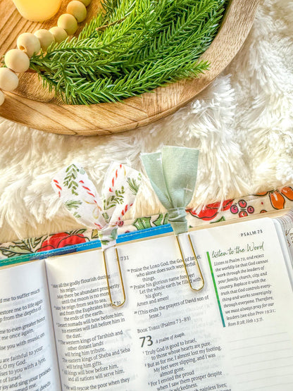 Candy Canes and Holly Christmas Paperclip Page Marker Bookmarks, Set of 2