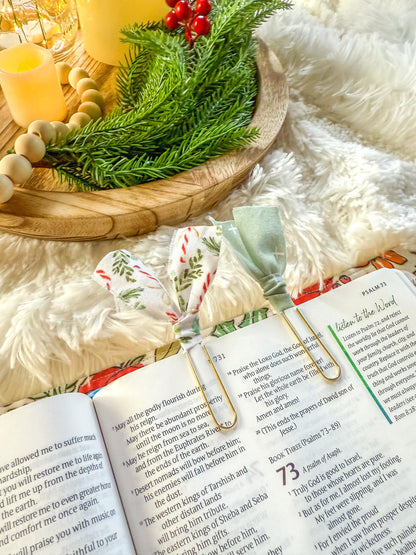Candy Canes and Holly Christmas Paperclip Page Marker Bookmarks, Set of 2