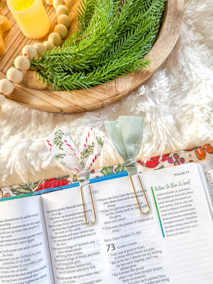 Candy Canes and Holly Christmas Paperclip Page Marker Bookmarks, Set of 2