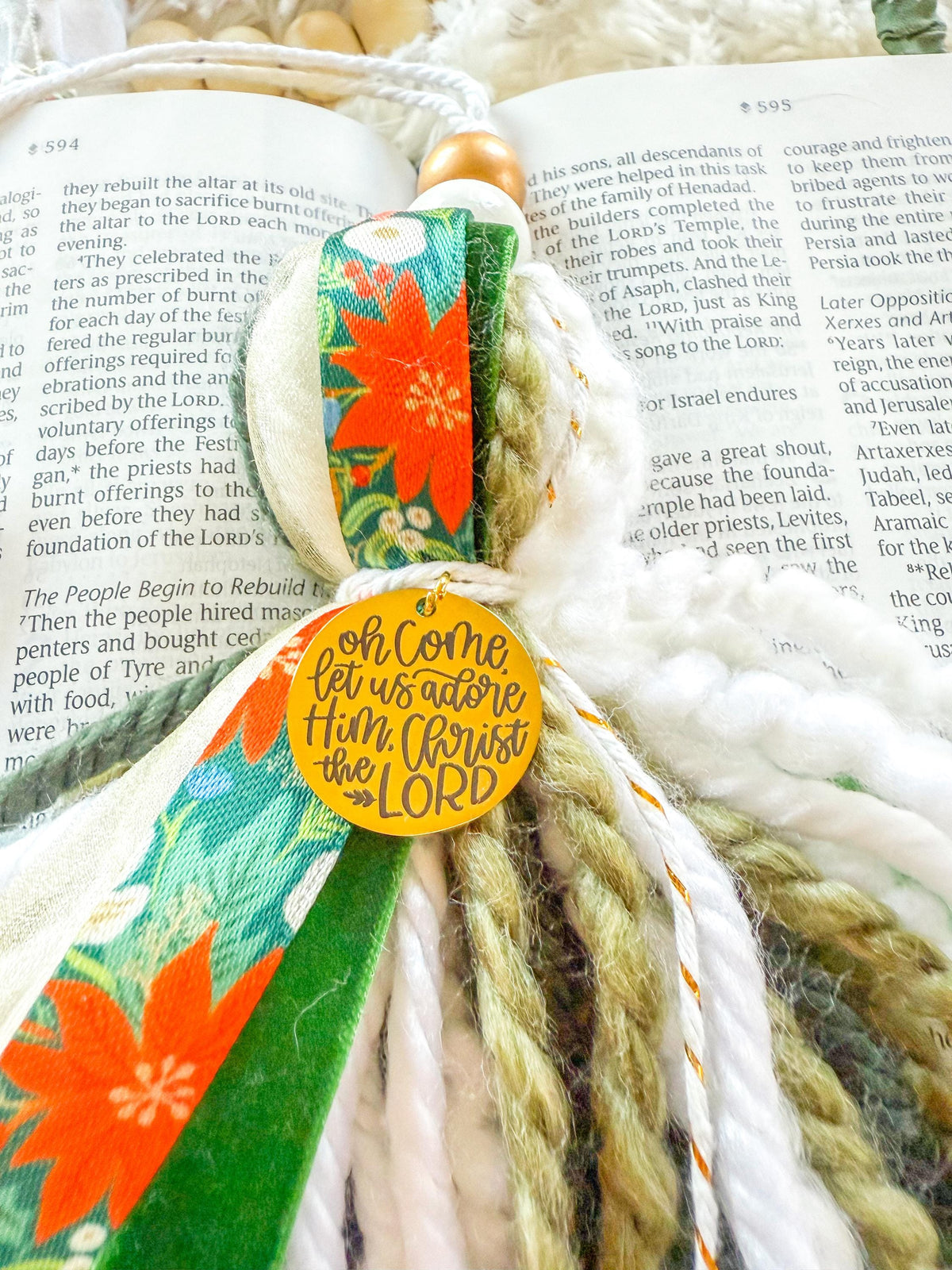 Poinsettia Christmas Bible Tassel Bookmark