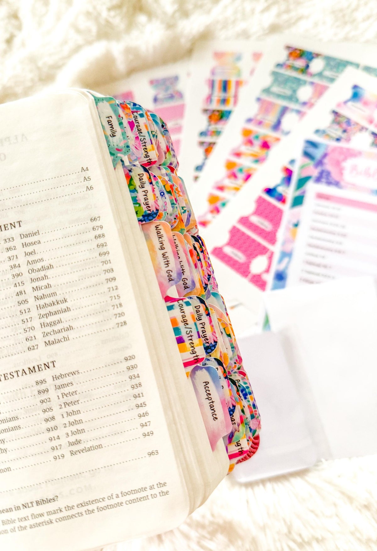 Prayer Bible Kit in Pink Floral, Bible Tabs, Bible with Tabs, Gift Bible, Women's Bible, Loaded Bible, Cute Bible Tabs, Custom Bible