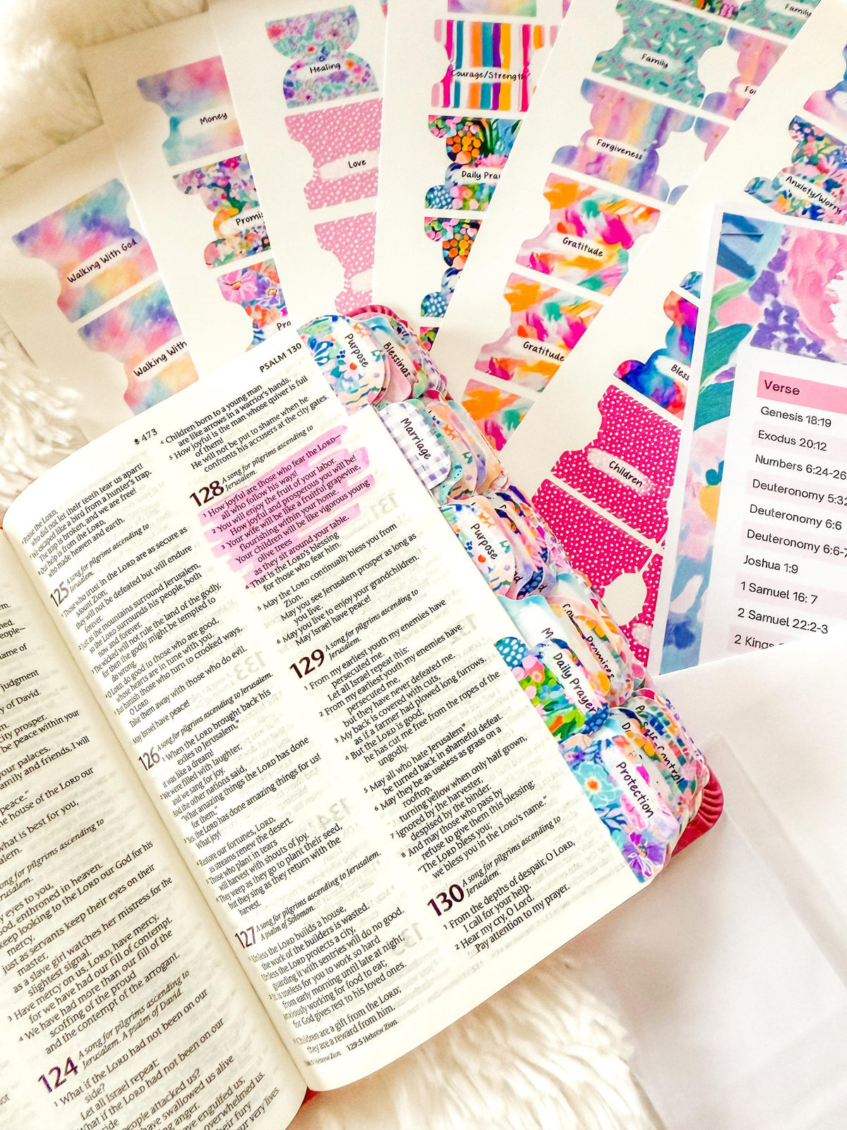 Prayer Bible Kit in Pink Floral, Bible Tabs, Bible with Tabs, Gift Bible, Women's Bible, Loaded Bible, Cute Bible Tabs, Custom Bible