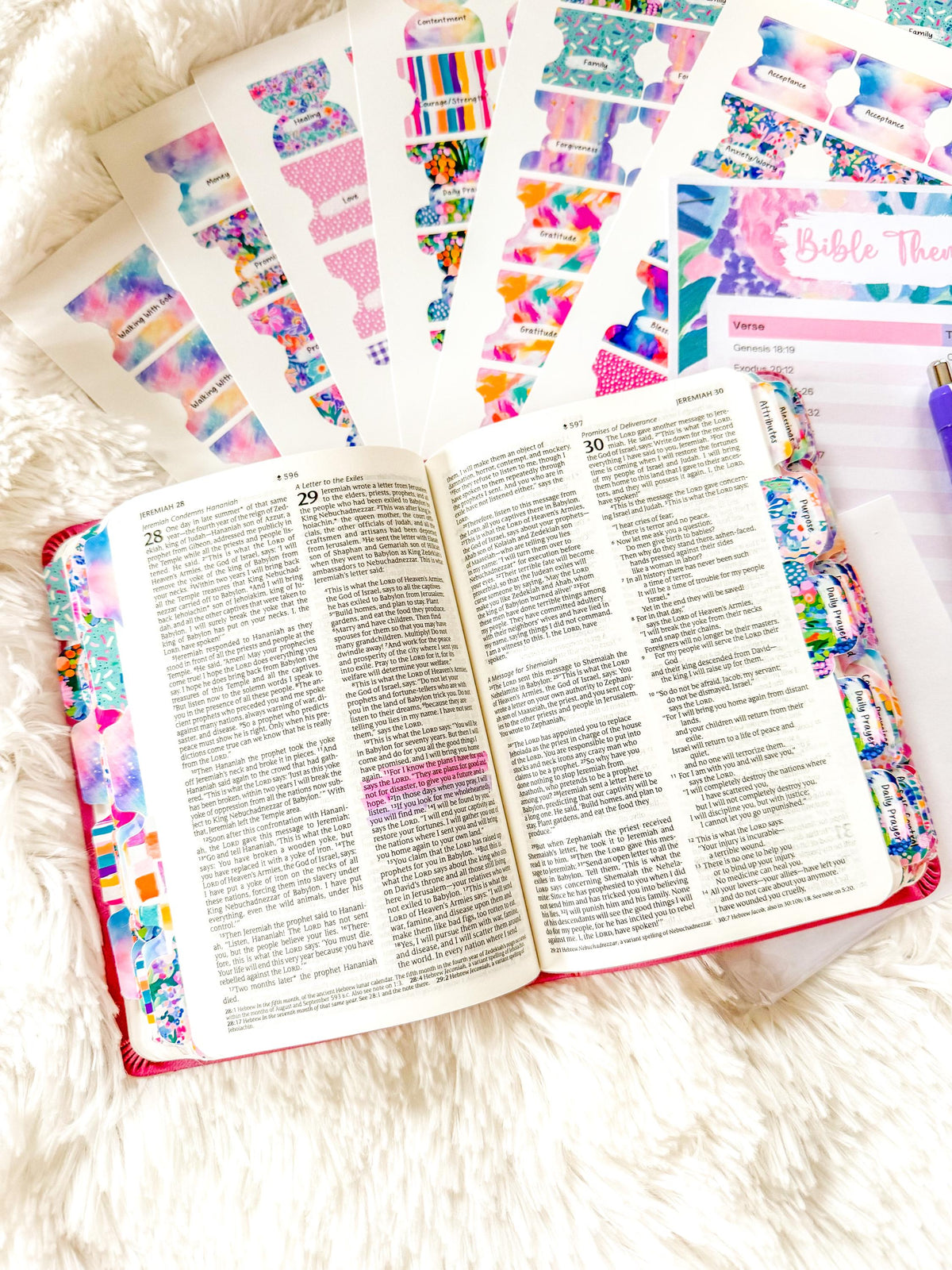 Prayer Bible Kit in Pink Floral, Bible Tabs, Bible with Tabs, Gift Bible, Women's Bible, Loaded Bible, Cute Bible Tabs, Custom Bible