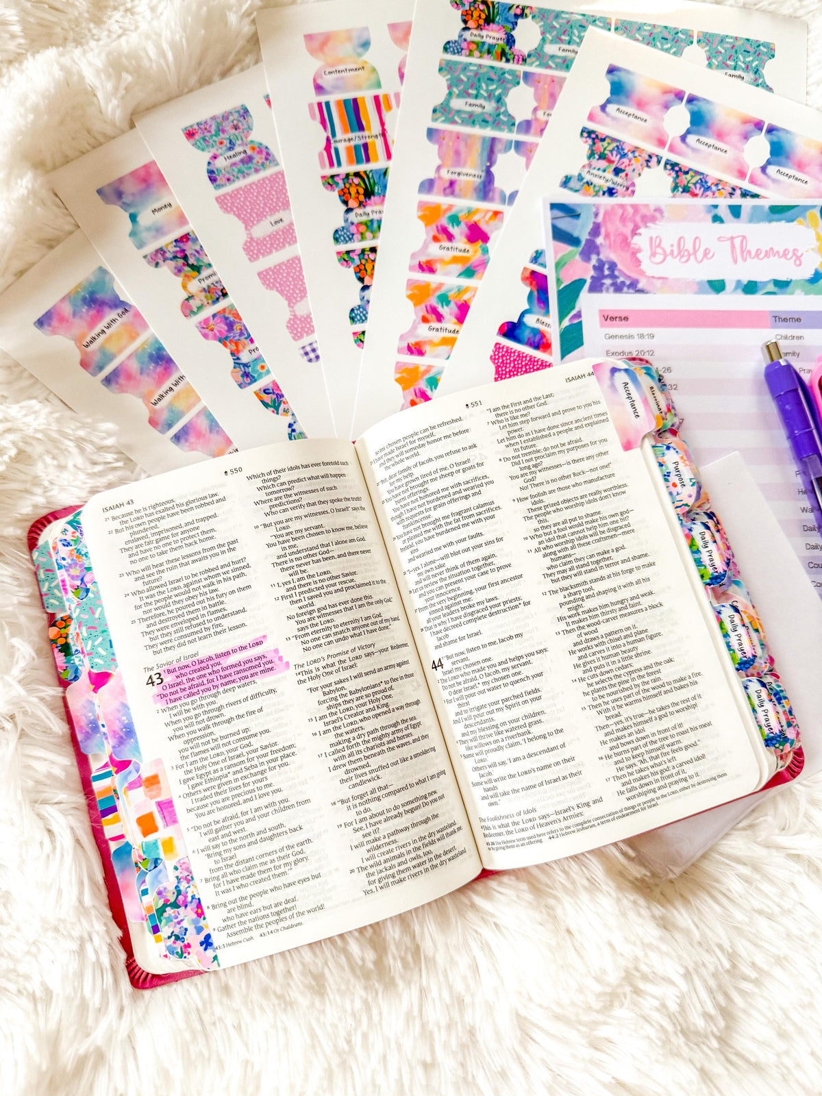 Prayer Bible Kit in Pink Floral, Bible Tabs, Bible with Tabs, Gift Bible, Women's Bible, Loaded Bible, Cute Bible Tabs, Custom Bible