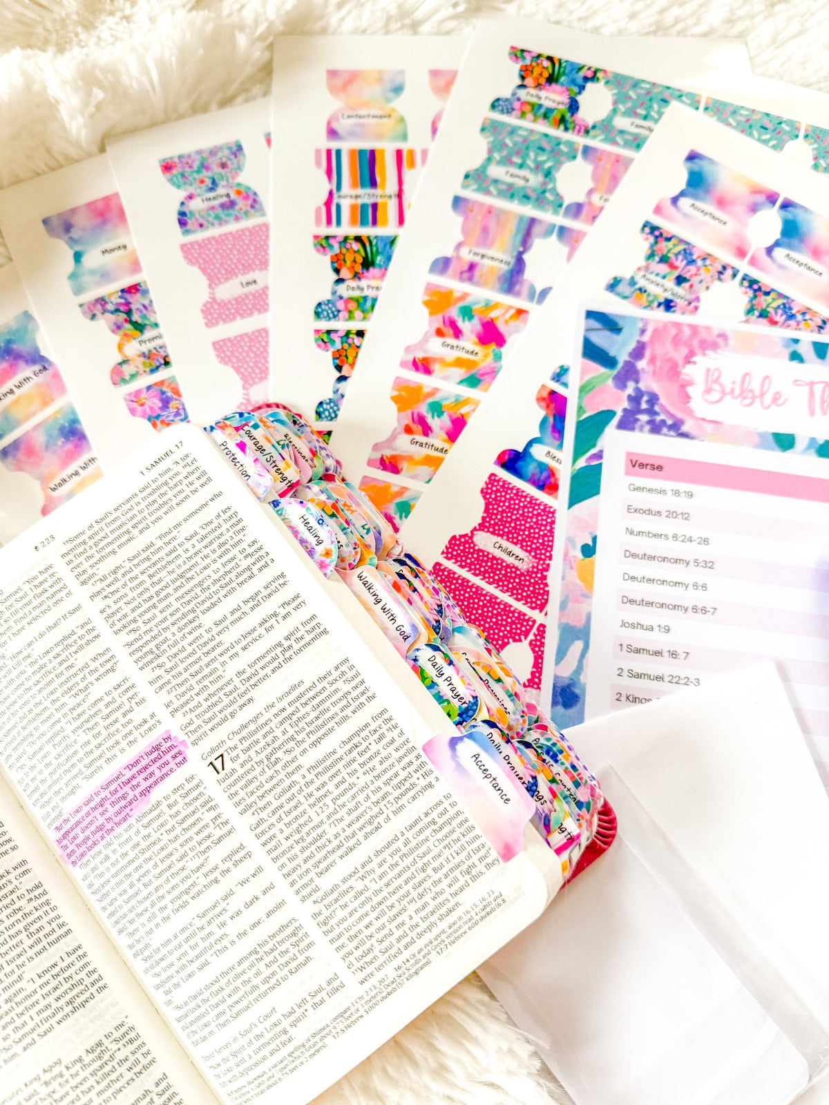 Prayer Bible Kit in Pink Floral, Bible Tabs, Bible with Tabs, Gift Bible, Women's Bible, Loaded Bible, Cute Bible Tabs, Custom Bible