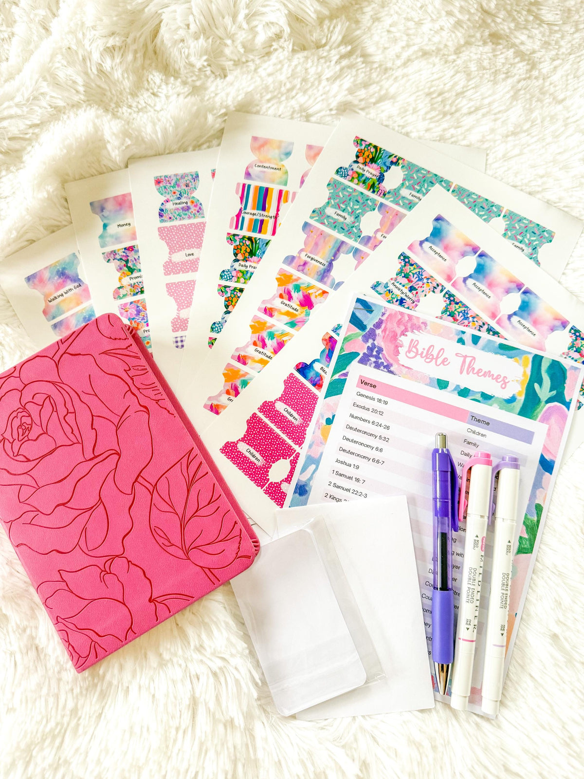 Prayer Bible Kit in Pink Floral, Bible Tabs, Bible with Tabs, Gift Bible, Women's Bible, Loaded Bible, Cute Bible Tabs, Custom Bible