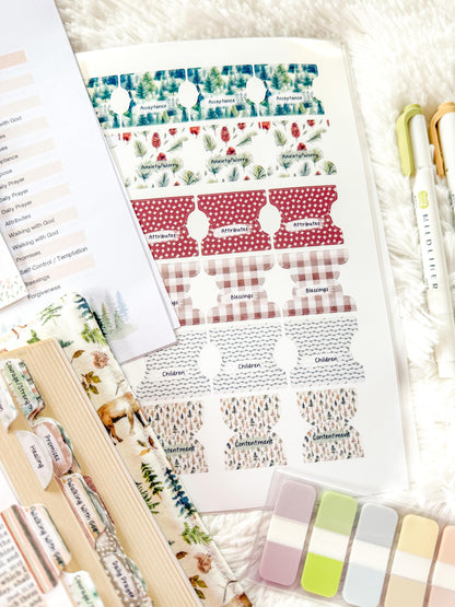 Woodland Prayer Bible Kit, Tabs, Verse List, Christian Gift