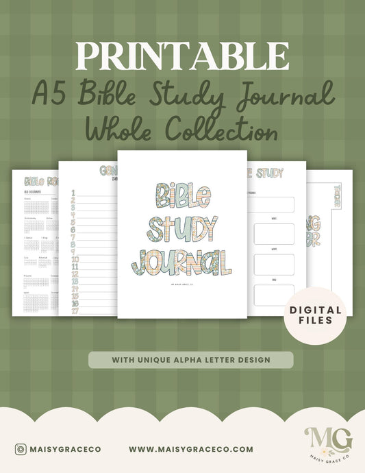 Printable A5 Bible Study Journal, Chapter Summaries, Verse Mapping (Digital Download)