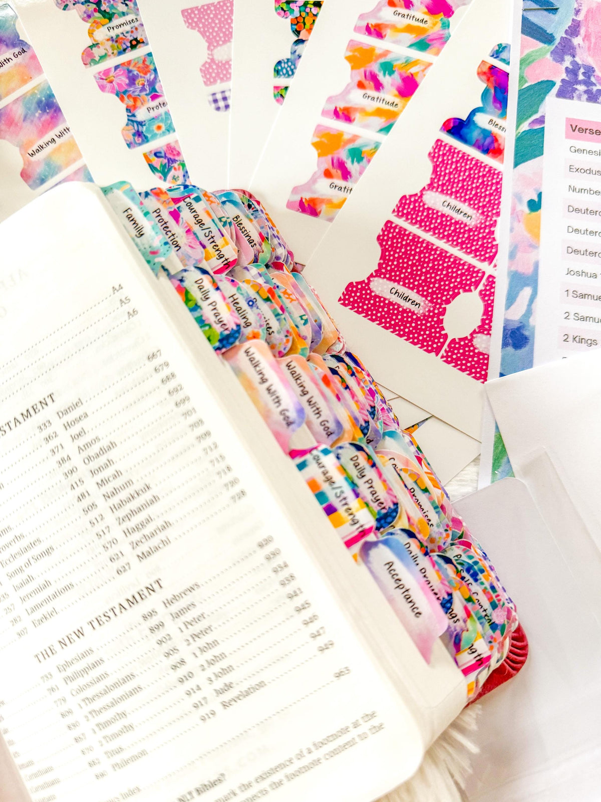 Prayer Bible Kit in Pink Floral, Bible Tabs, Bible with Tabs, Gift Bible, Women's Bible, Loaded Bible, Cute Bible Tabs, Custom Bible