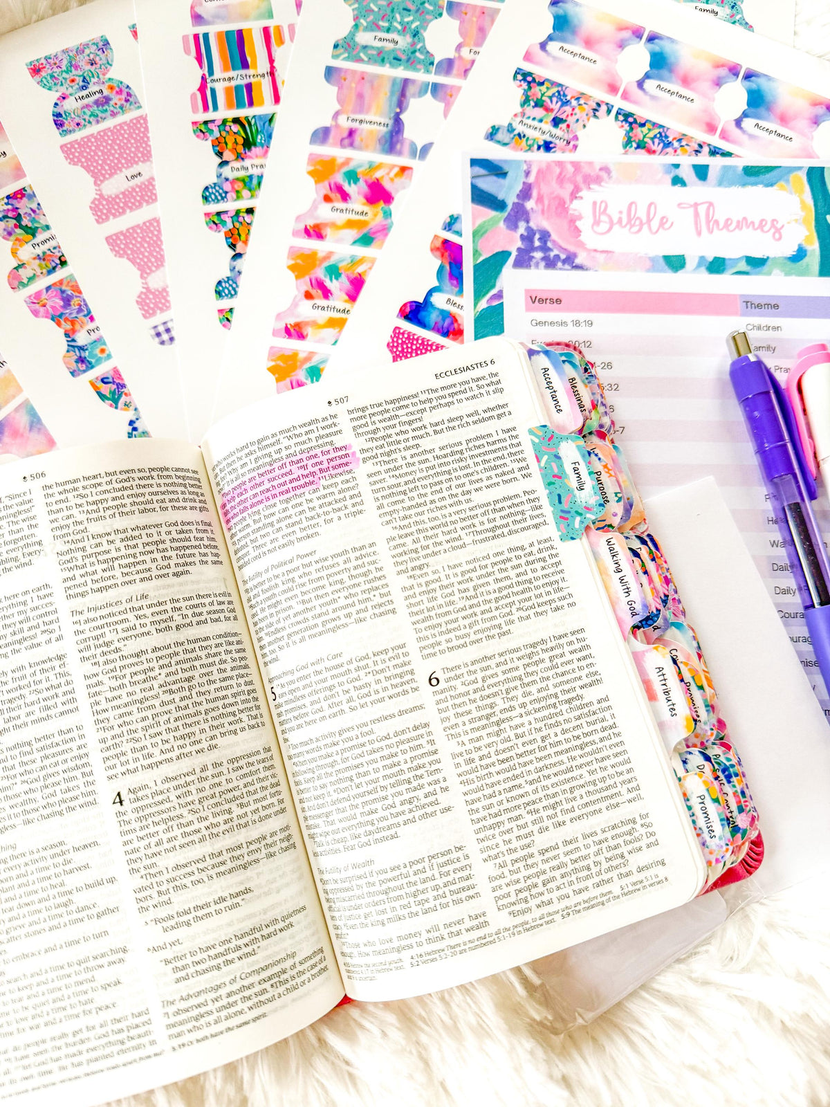 Prayer Bible Kit in Pink Floral, Bible Tabs, Bible with Tabs, Gift Bible, Women's Bible, Loaded Bible, Cute Bible Tabs, Custom Bible