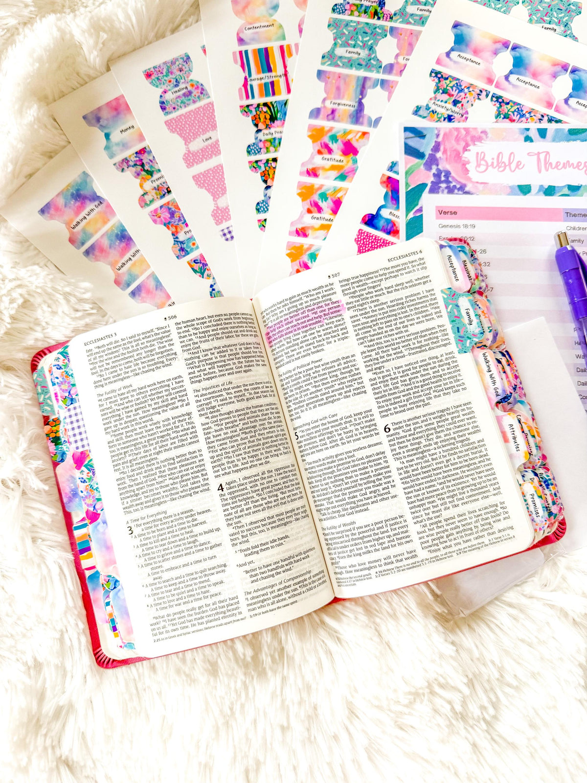 Prayer Bible Kit in Pink Floral, Bible Tabs, Bible with Tabs, Gift Bible, Women's Bible, Loaded Bible, Cute Bible Tabs, Custom Bible