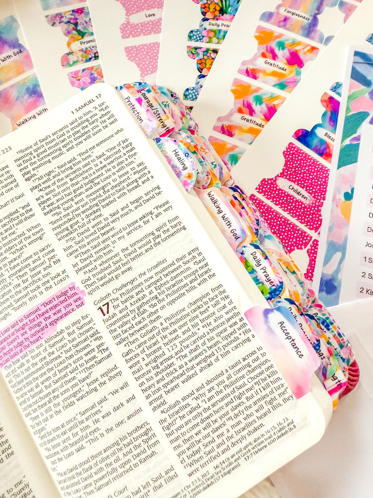 Prayer Bible Kit in Pink Floral, Bible Tabs, Bible with Tabs, Gift Bible, Women's Bible, Loaded Bible, Cute Bible Tabs, Custom Bible