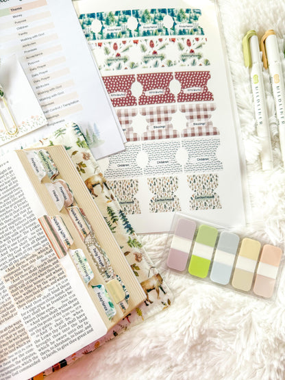 Woodland Prayer Bible Kit, Tabs, Verse List, Christian Gift