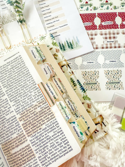 Woodland Prayer Bible Kit, Tabs, Verse List, Christian Gift