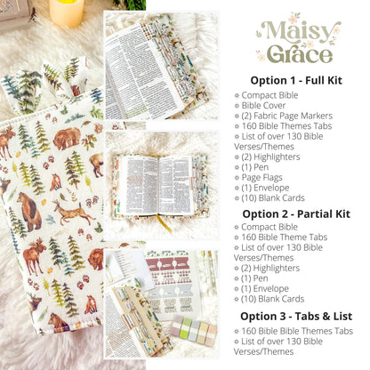 Woodland Prayer Bible Kit, Tabs, Verse List, Christian Gift
