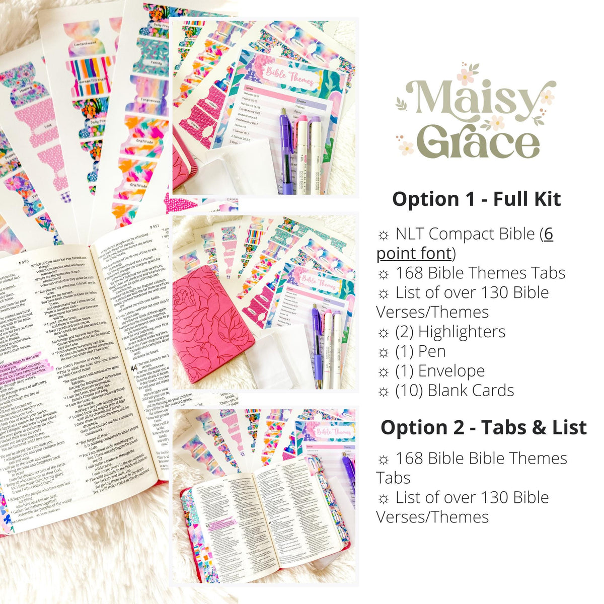 Prayer Bible Kit in Pink Floral, Bible Tabs, Bible with Tabs, Gift Bible, Women's Bible, Loaded Bible, Cute Bible Tabs, Custom Bible