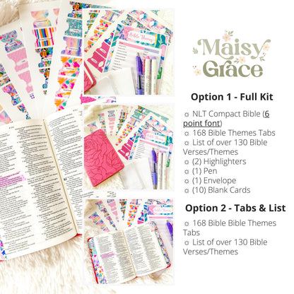 Prayer Bible Kit in Pink Floral, Bible Tabs, Bible with Tabs, Gift Bible, Women's Bible, Loaded Bible, Cute Bible Tabs, Custom Bible