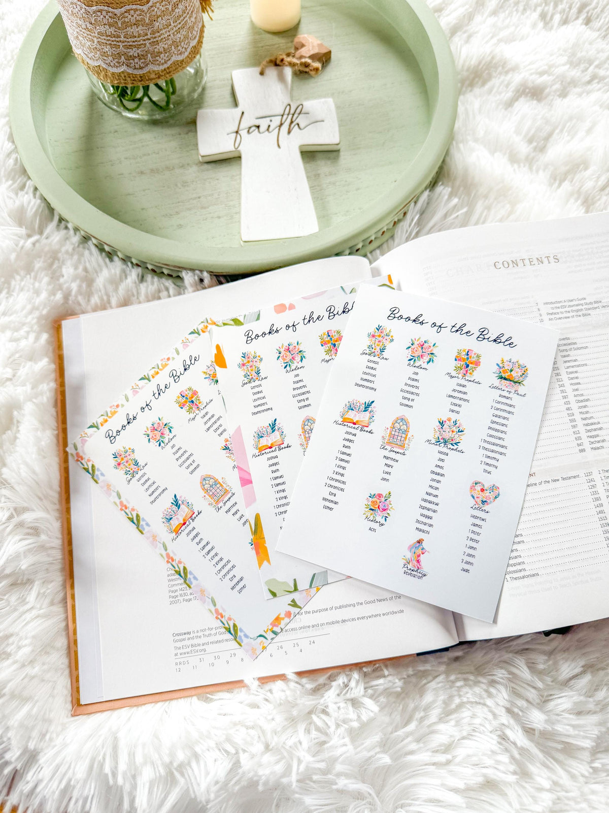 Books of the Bible Category Christian Sticker & Tip-In (Grace Floral Collection)