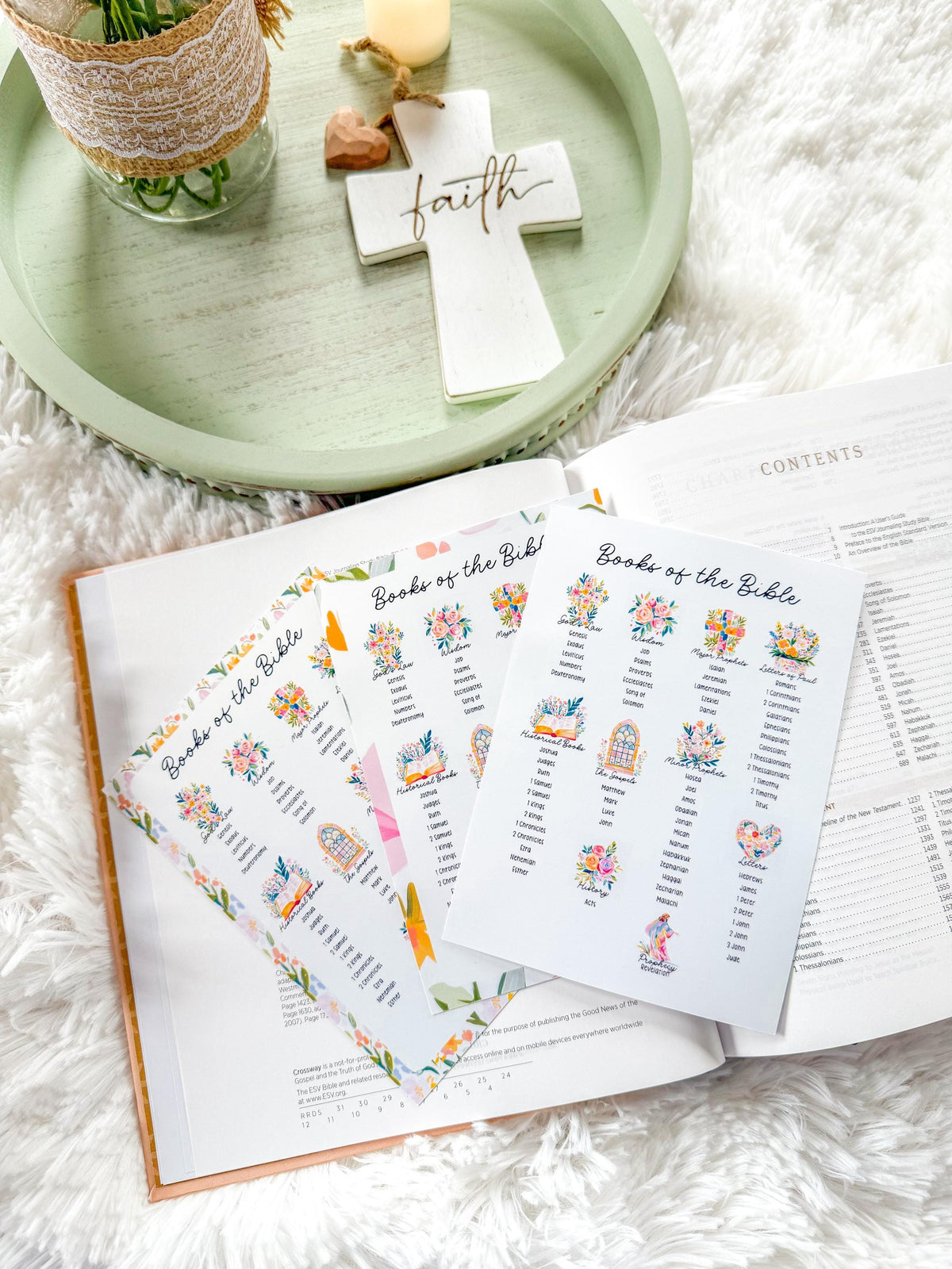 Books of the Bible Category Christian Sticker & Tip-In (Grace Floral Collection)