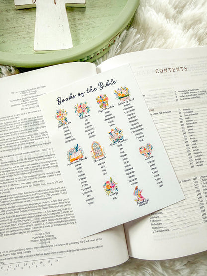 Books of the Bible Category Christian Sticker & Tip-In (Grace Floral Collection)