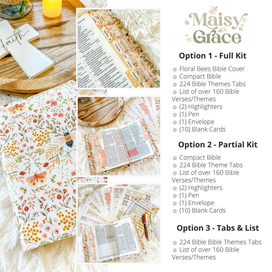 Floral Bees Prayer Bible Kit, Bible Tabs