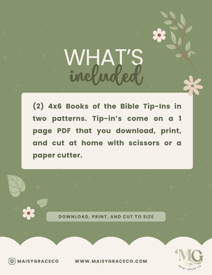 Books of the Bible Grace Floral Printable Tip-Ins Digital Download
