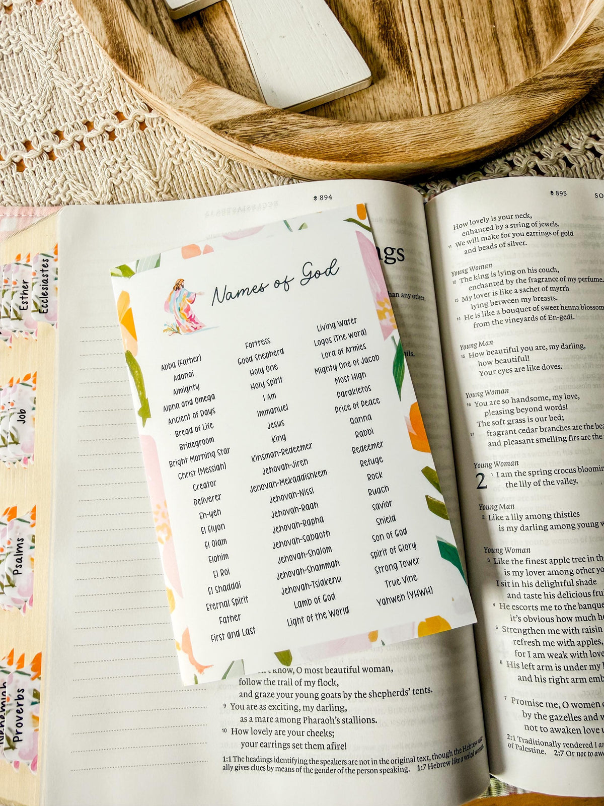 Names of God Christian Sticker Tip-In (Grace Floral Collection)