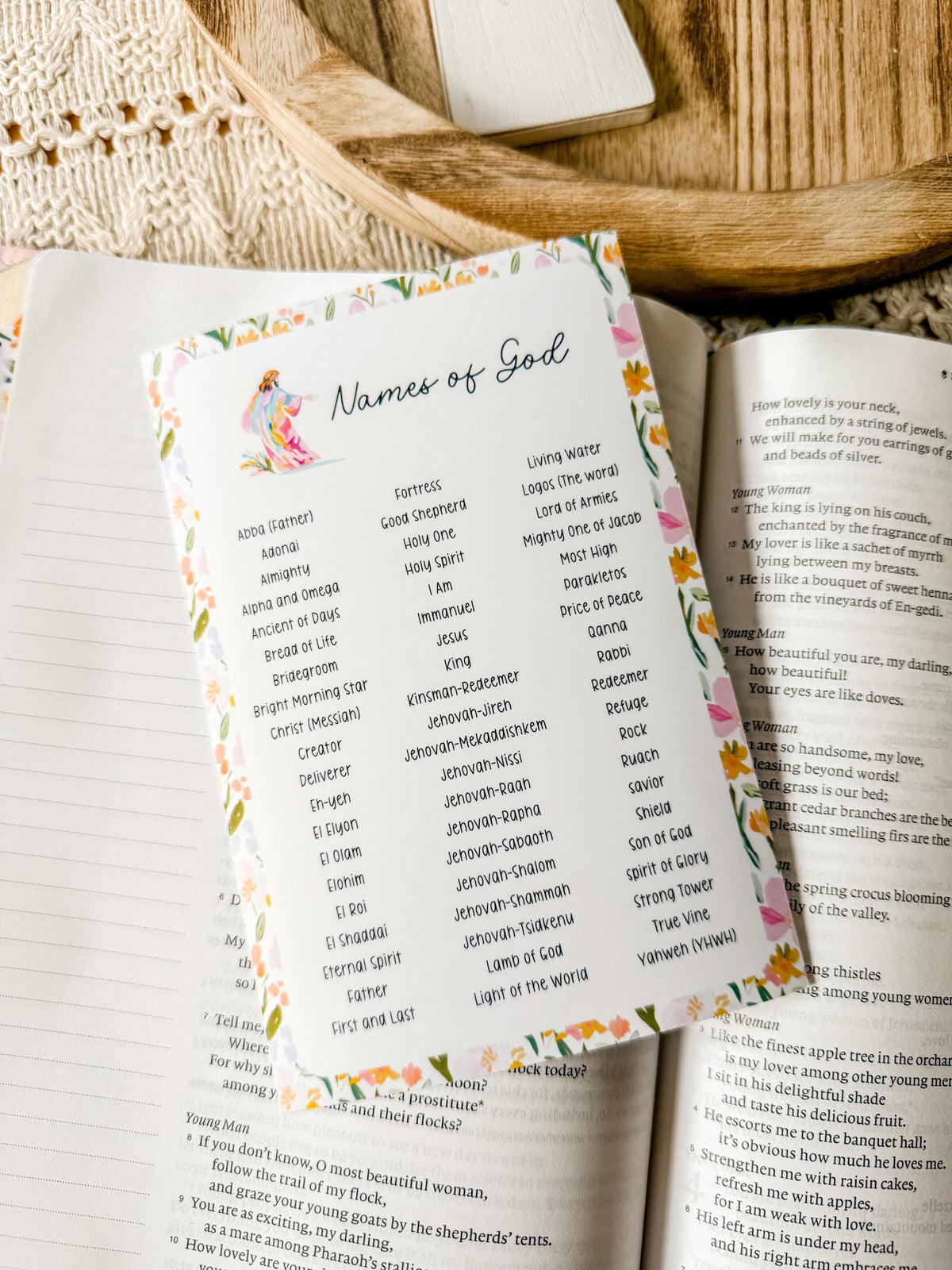 Names of God Christian Sticker Tip-In (Grace Floral Collection)