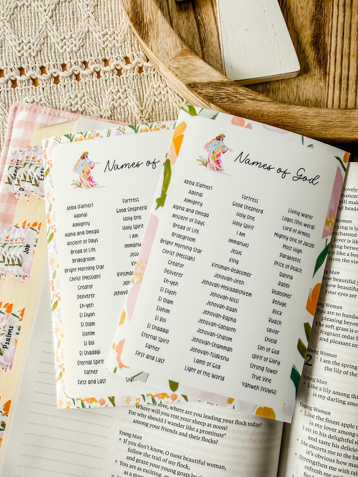 Names of God Christian Sticker Tip-In (Grace Floral Collection)