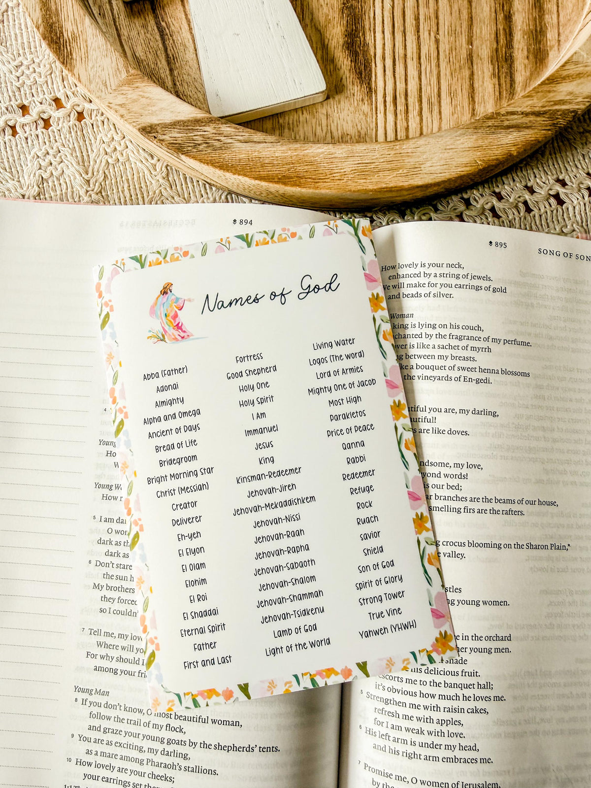 Names of God Christian Sticker Tip-In (Grace Floral Collection)