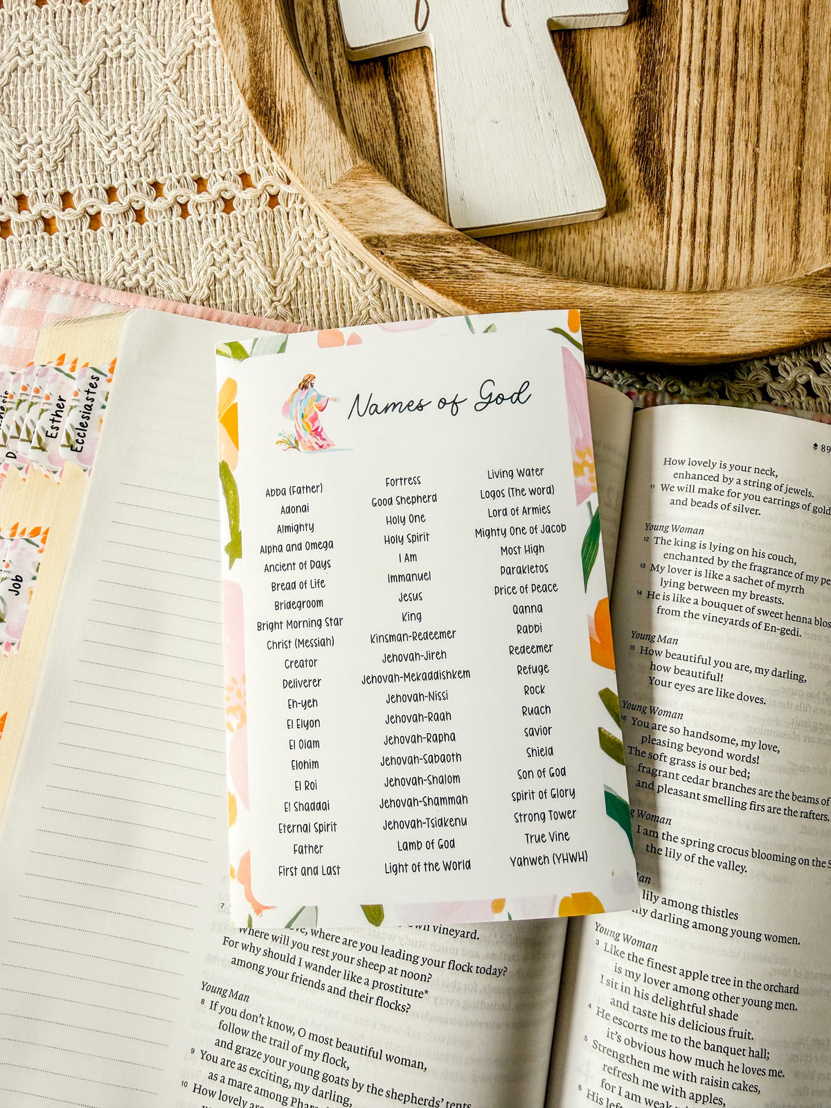 Names of God Christian Sticker Tip-In (Grace Floral Collection)