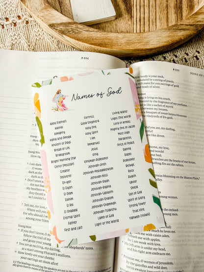 Names of God Christian Sticker Tip-In (Grace Floral Collection)
