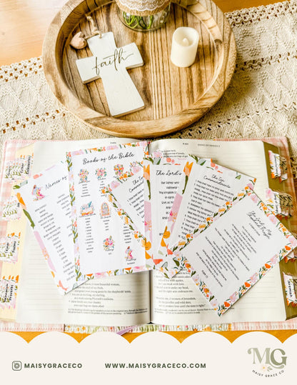 Bible Tip-Ins Printable Digital Download Grace Floral Collection