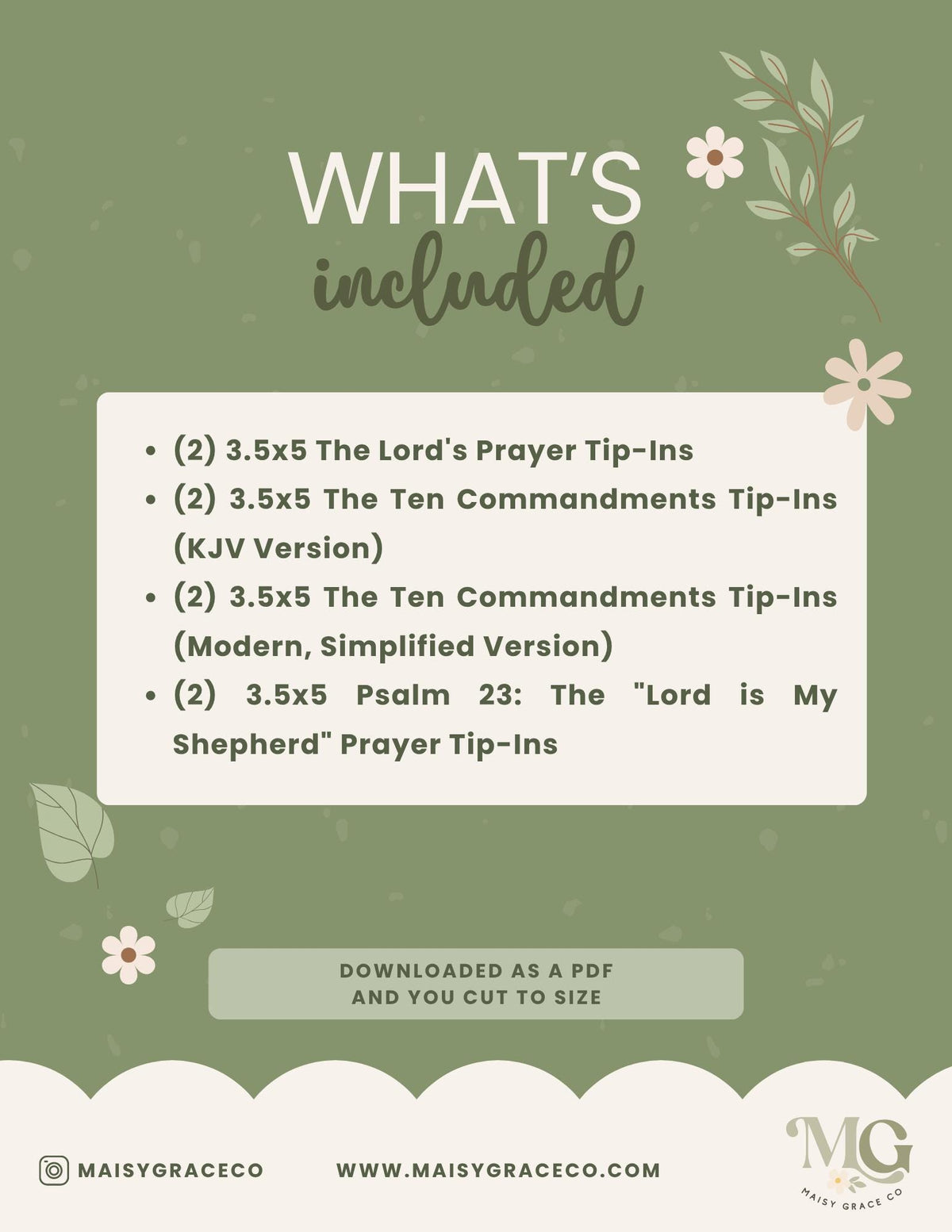 Small Prayer Tip-ins Grace Floral Loaded Bible Printable Digital Download