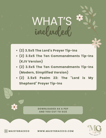 Small Prayer Tip-ins Grace Floral Loaded Bible Printable Digital Download