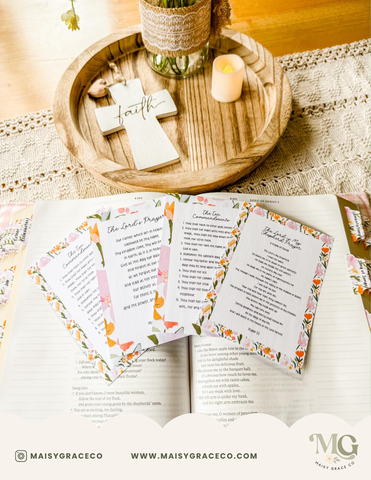 Small Prayer Tip-ins Grace Floral Loaded Bible Printable Digital Download
