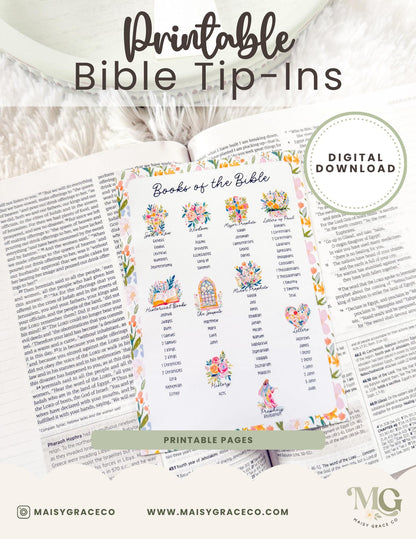 Books of the Bible Grace Floral Printable Tip-Ins Digital Download