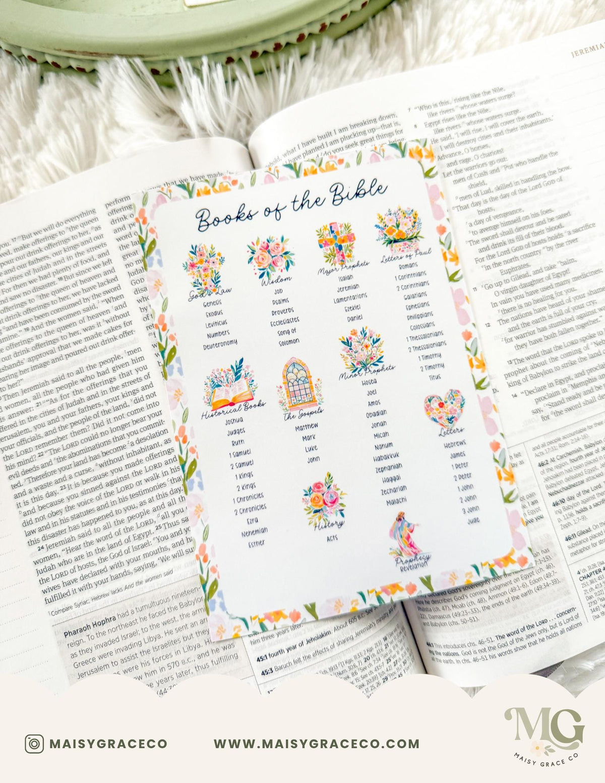 Books of the Bible Grace Floral Printable Tip-Ins Digital Download