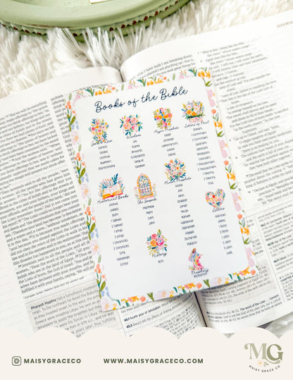 Books of the Bible Grace Floral Printable Tip-Ins Digital Download
