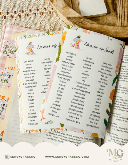 Books of the Bible Grace Floral Printable Tip-Ins Digital Download