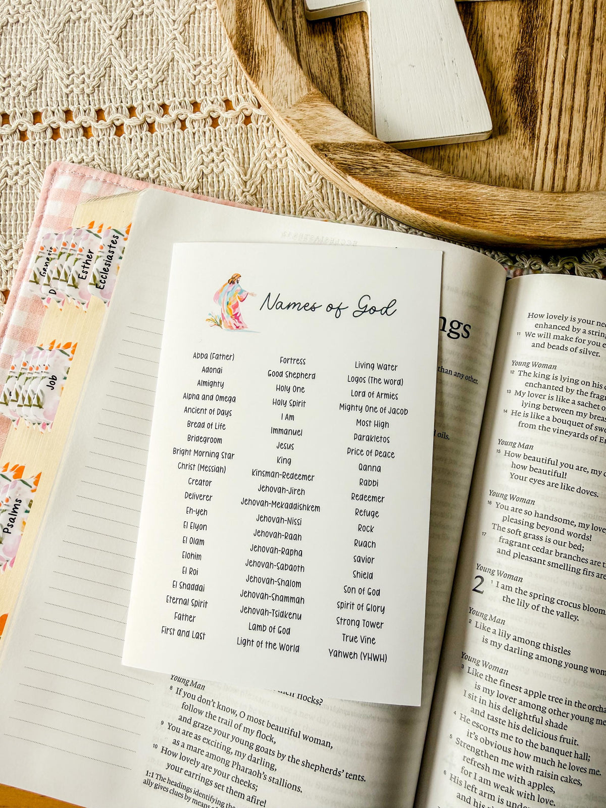 Names of God Christian Sticker Tip-In (Grace Floral Collection)