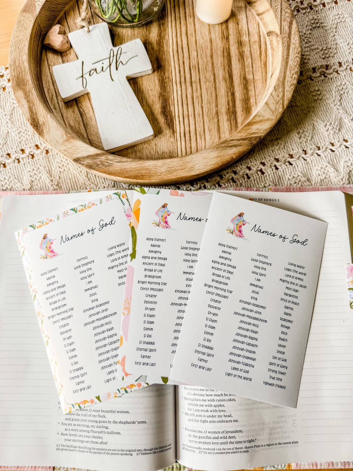 Names of God Christian Sticker Tip-In (Grace Floral Collection)