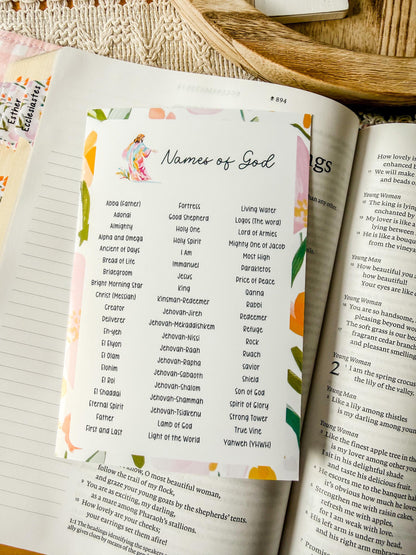 Names of God Christian Sticker Tip-In (Grace Floral Collection)