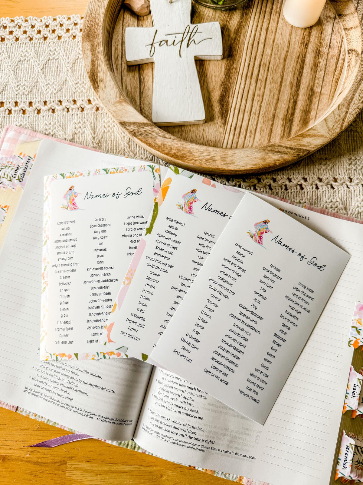 Names of God Christian Sticker Tip-In (Grace Floral Collection)
