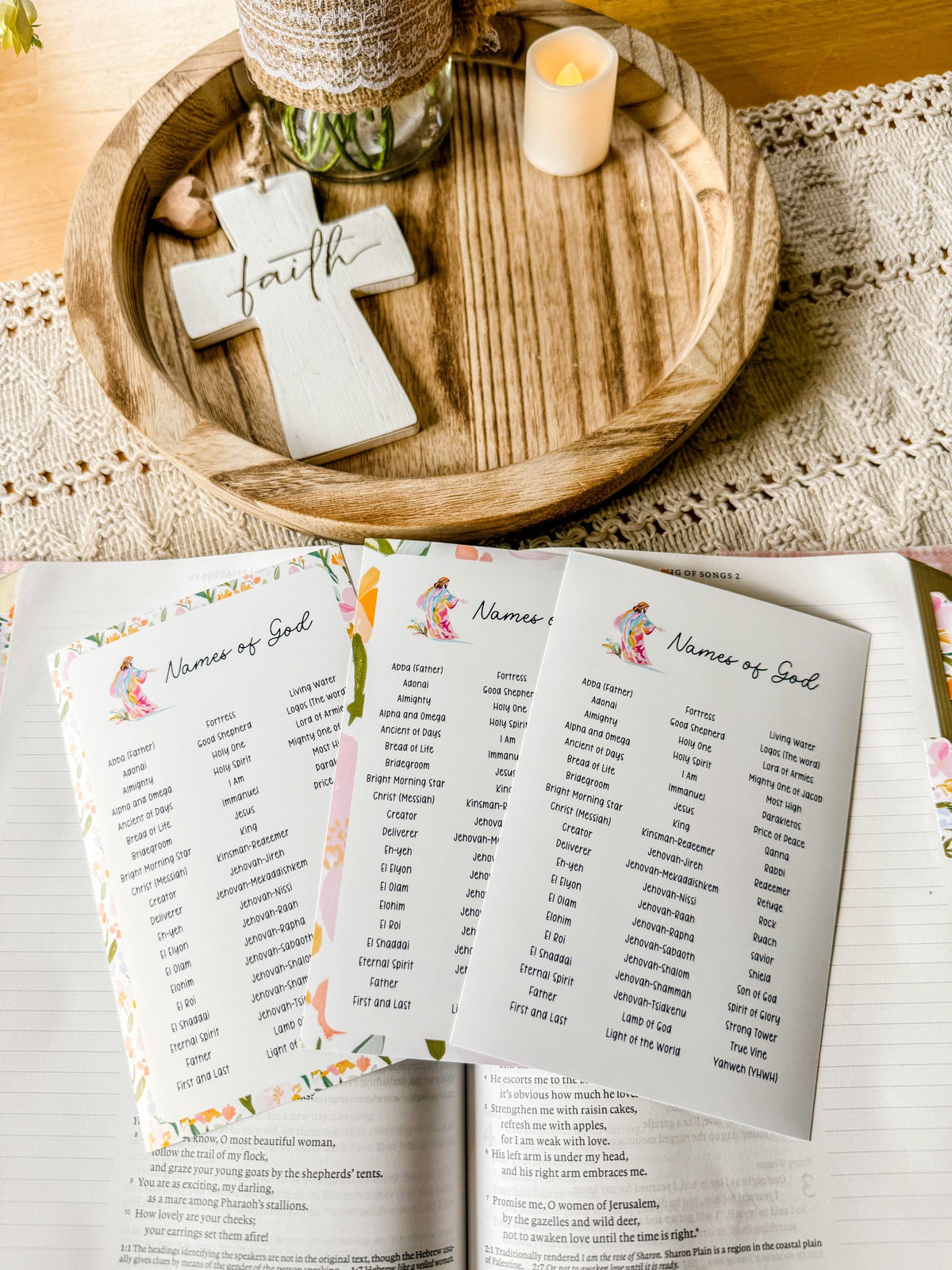 Names of God Christian Sticker Tip-In (Grace Floral Collection)