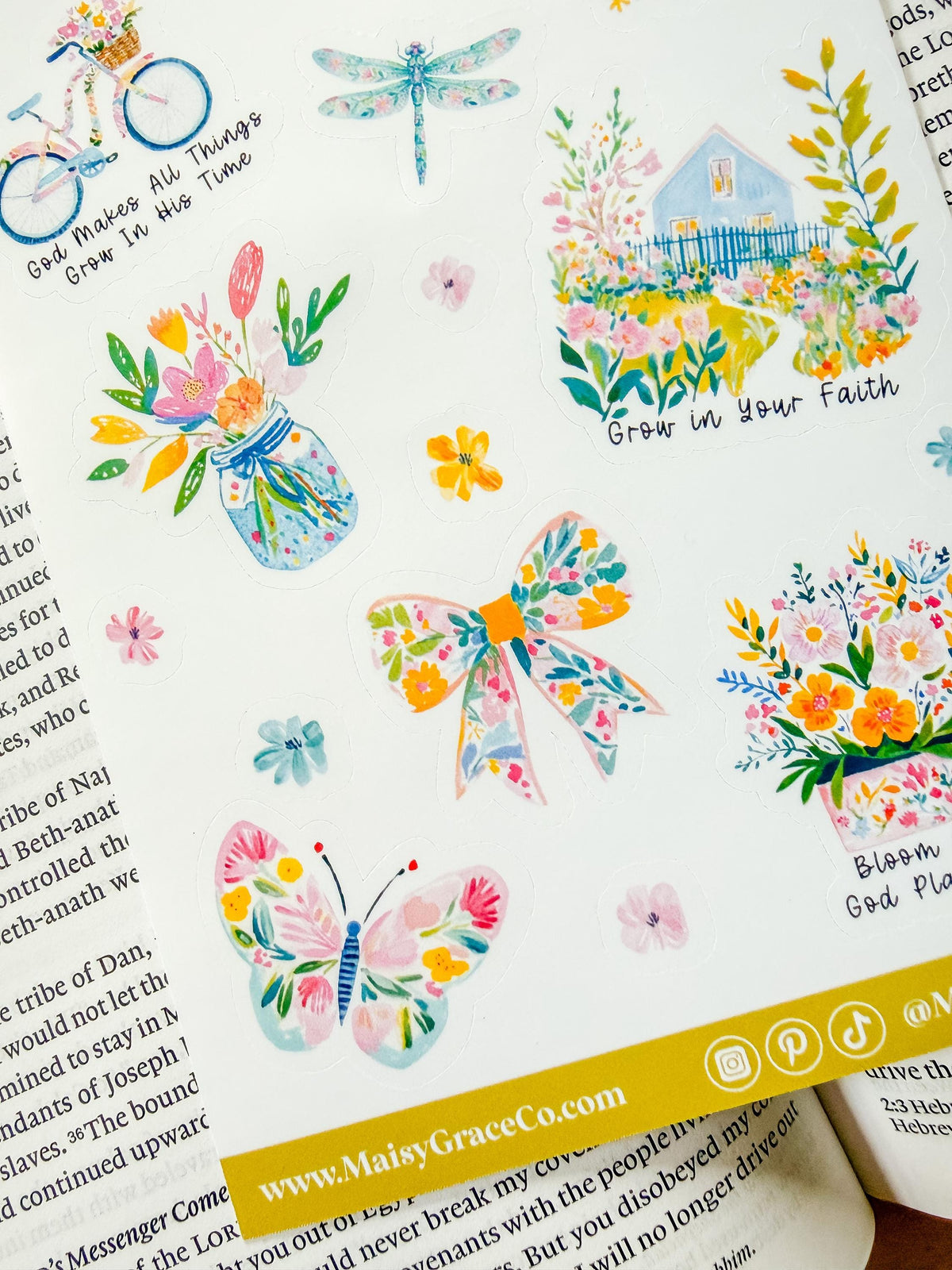 Spring Bible Journaling Sticker Sheet Grace Floral Collection