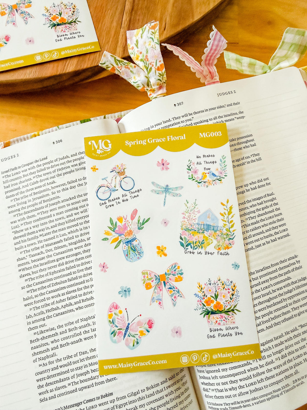Spring Bible Journaling Sticker Sheet Grace Floral Collection