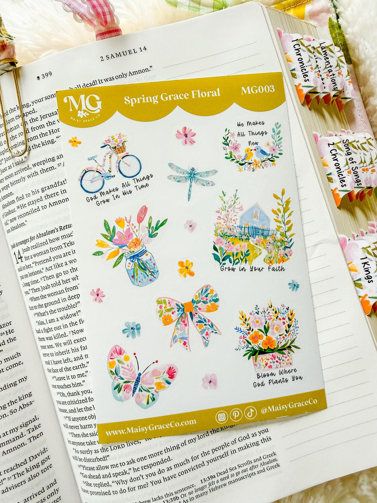 Spring Bible Journaling Sticker Sheet Grace Floral Collection