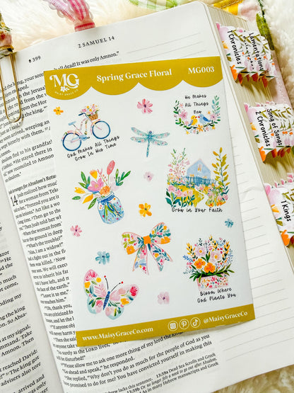 Spring Bible Journaling Sticker Sheet Grace Floral Collection