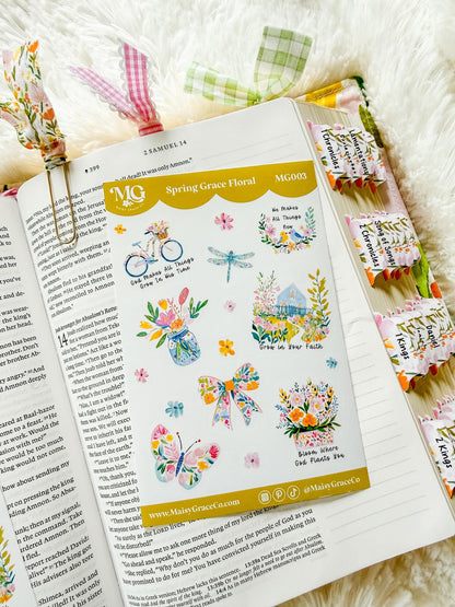 Spring Bible Journaling Sticker Sheet Grace Floral Collection
